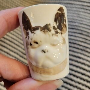 Vntg French Bulldog Frenchies Shot Glasses Bone China Sake Cup